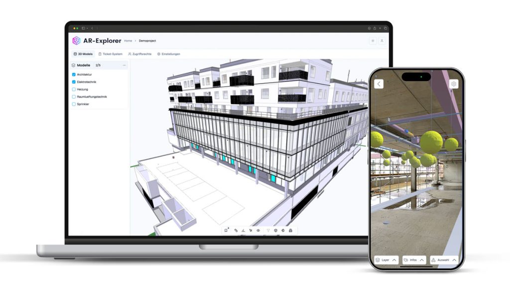 3D View eines Gebäudes im Backend von AR-Explorer